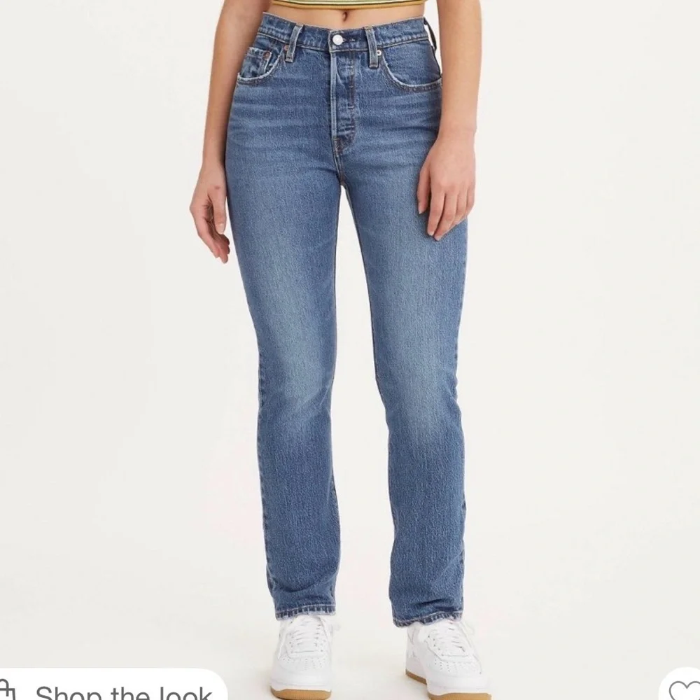 Levi's Women's High-Rise 501 Jeans Salsa Midweight Denim Straight Leg Fly Button